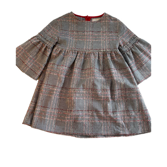 ZARA CHECKED DRESS WITH RUFFLED SLEEVES soft collection 6 years Flare Sleeve - Picture 9 of 9